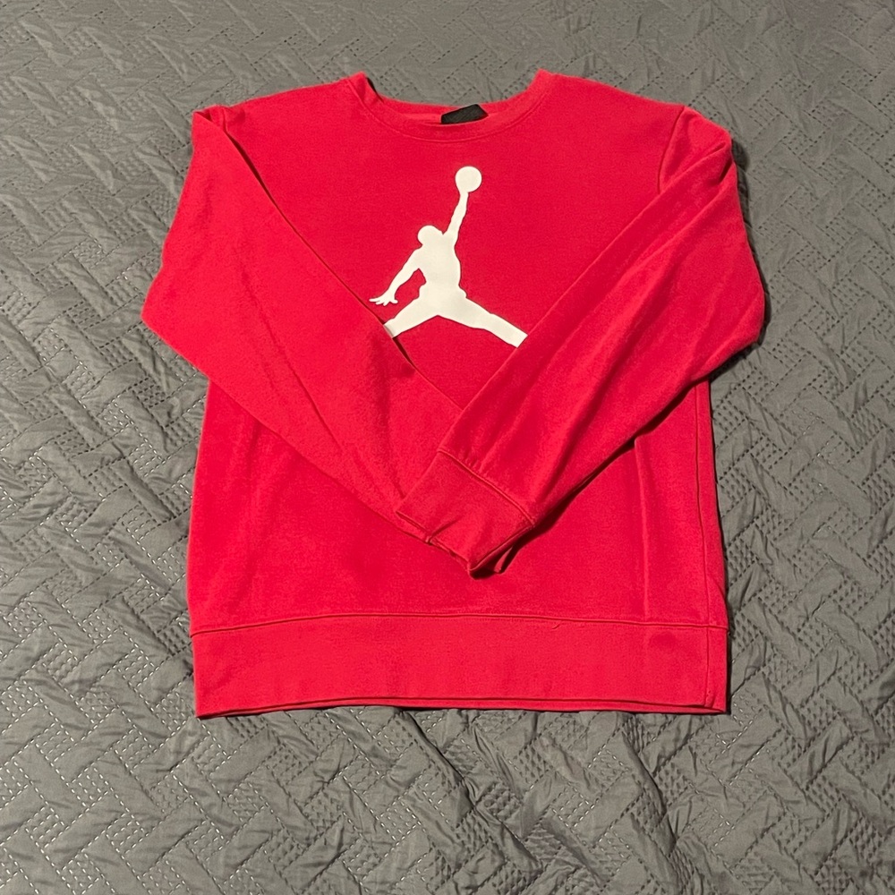 Jordan Men's Crewneck Sweater in Red and White